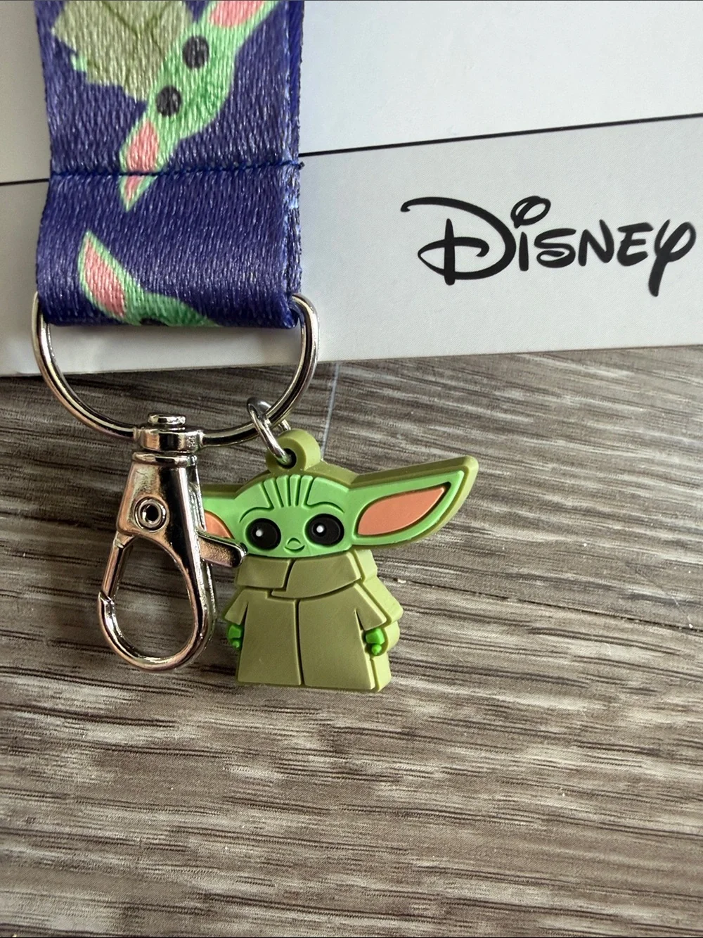 Disney Grogu Purple and Green Key/Card Lanyard with Charm